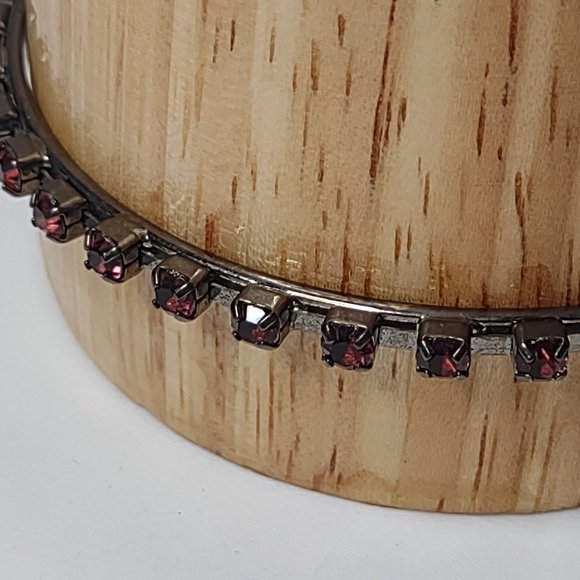 Large Dark Bangle With Purple Plastic Stones - Picture 5 of 7